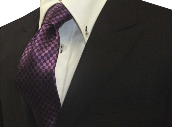 定番・市松模様 ネクタイ【少し明るめの紫（パープル）市松模様ネクタイ】
