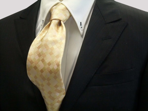 定番・市松模様 ネクタイ【黄色とゴールドのグラデーション（4色）の市松模様ネクタイ】