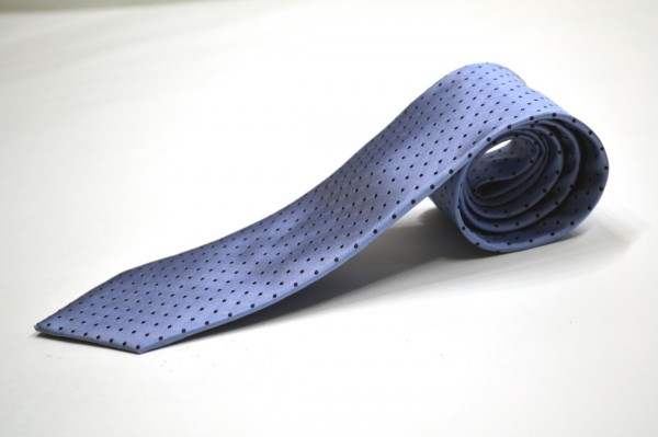 水色に紺のピン１mmドット柄シルクサテンネクタイ ネクタイ